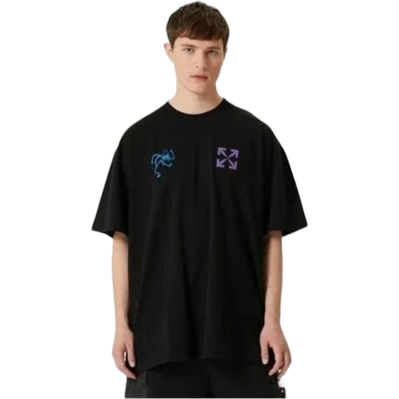 Off-White Men's Seasonal Blue 90's Liquid Over Shortsleeve Tee Black Blue sz MED - Picture 2 of 9